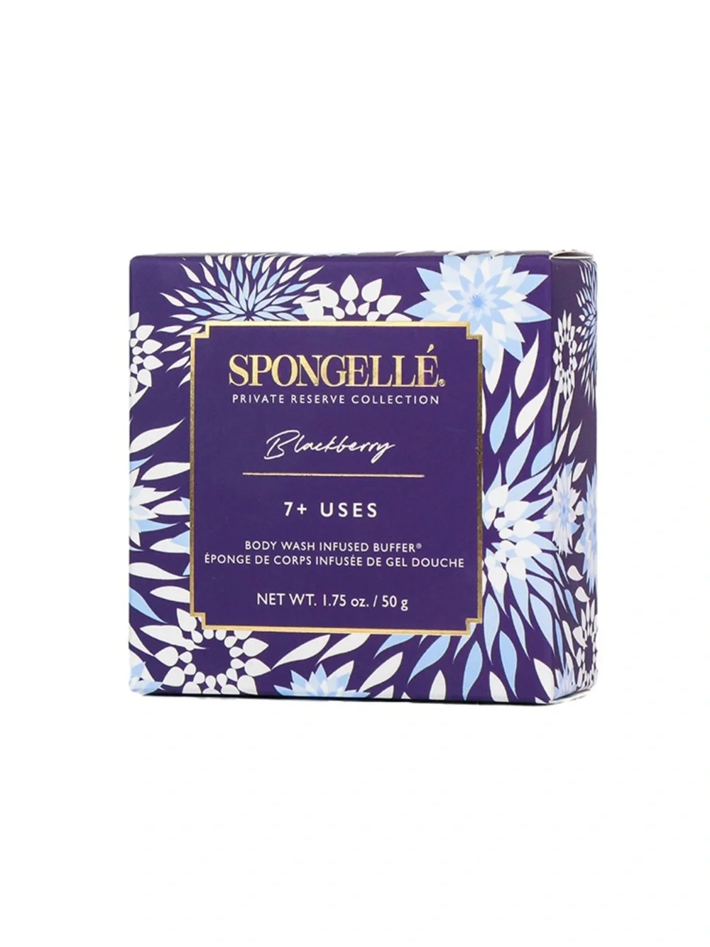 Spongellé Blackberry Body Wash Infused Buffer - Purple and Blue Floral Box